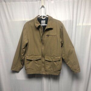 Old Navy Khaki Utility Jacket Youth Size XXL Cotton Canvas Zip Lined Coat